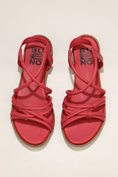 Bueno Shoes Φούξια Δερμάτινα Γυναικεία Επίπεδα Σανδάλια 01wu3004