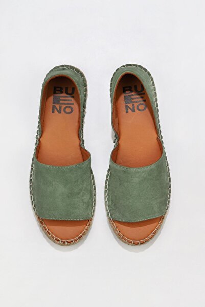 Bueno Shoes حذاء إسبادريل نسائي من جلد الغزال الأخضر 01wq2413