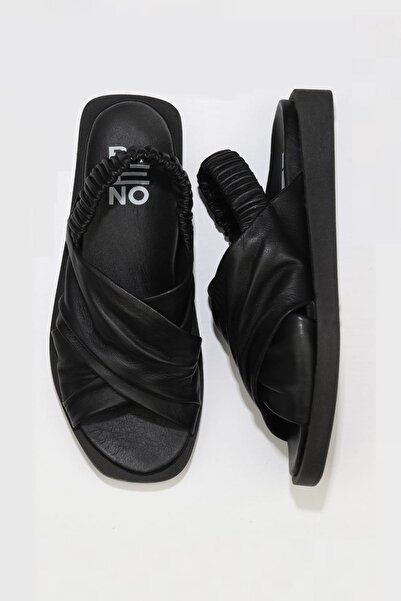 Bueno Shoes Δερμάτινα Μαύρα Γυναικεία Σανδάλια - 01wu3309