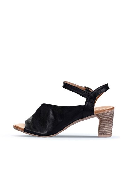 BUENO Shoes Black Leather Women's Heeled Sandals 01Wn1519