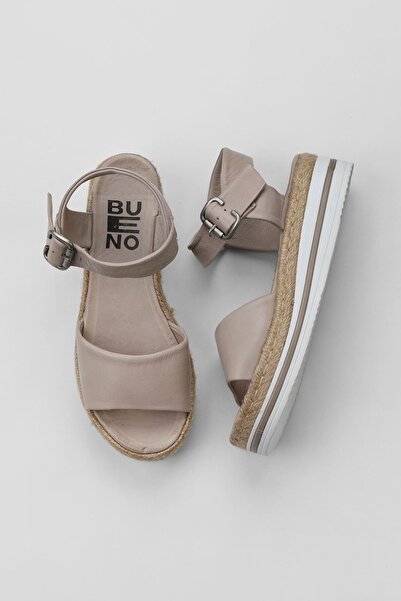 Bueno Shoes Γκρι Δερμάτινα Γυναικεία Flat Σανδάλια 01ws4216
