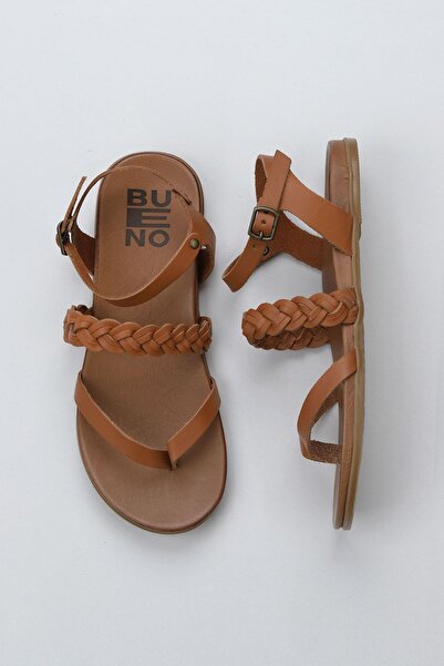 Bueno Shoes Sandale Flip Flops damă din piele maronie - 01wu4201