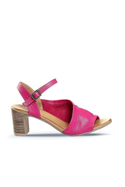 BUENO Фуксія шкіряні жіночі сандалі на підборах - 01wn1519
