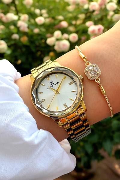 Daniel Klein Kına Düğün Nişan Gelin %100 Orijinal Altın Rengi Kadın Kol Saati Bileklik Hediyeli