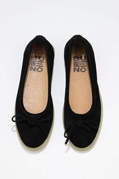 Bueno Shoes Γυναικείες φλατ μπαλαρίνες σουέτ - Μαύρο 01ws12601