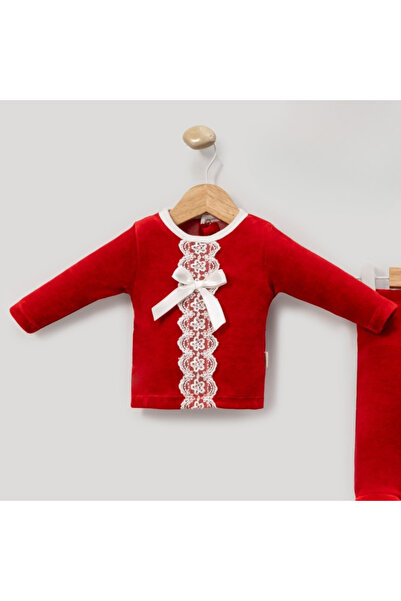 Micii Ștrumfi Red Velvet Hat Set, 3 Pieces, Girls - Red Romance