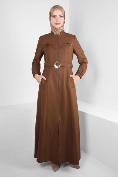 Alvina MANŞETLERİ LASTİKLİ KEMERLİ FERMUARLI PARDESÜ 10489