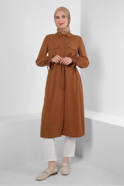 Alvina MANŞETLERİ BÜZGÜLÜ DÜĞMELİ TUNİK 43831