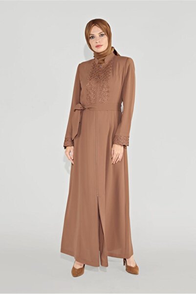 Alvina Guipure Detailed Waist Belted Curtain 10216