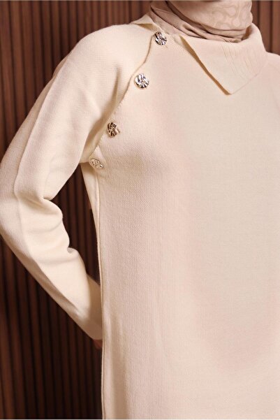 TRENDTESETTÜR Women's Ecru Knit Dress t 0307