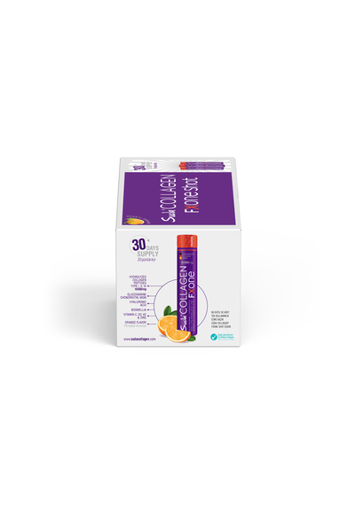 Suda Collagen إف إكس ون برتقال شوت - النوع الأول والثاني والثالث كولاجين + سي، زنك، كربون، د3، حمض الهيالورونيك |   صحة المفاصل |   40 مل × 30
