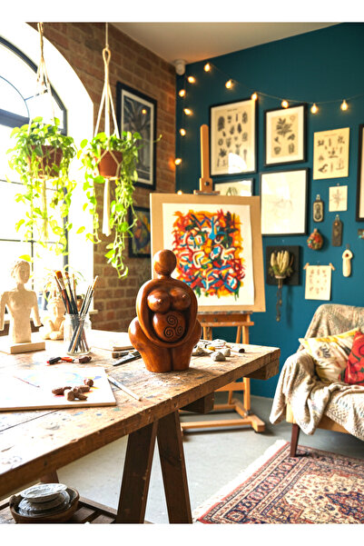 Genel Markalar Doğal Ahşap Umay Ana Tanrıça Biblo- Doğurganlık Tanrıçası Biblo