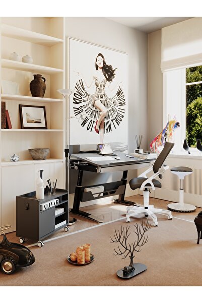 Creo Mobili Sirius Premium Plus Ofis Çalışma Masası + Büro Koltuğu + Komodin ...