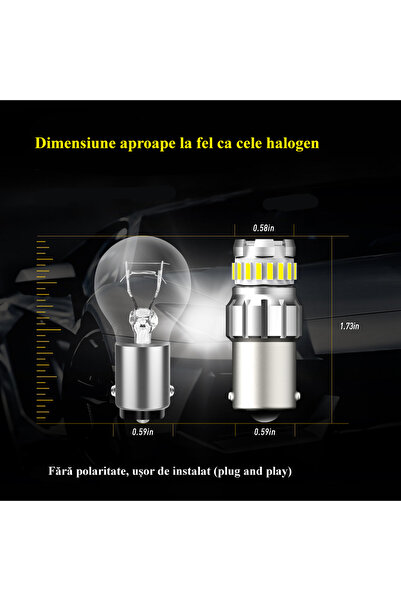 AUXITO Set de 2 becuri LED CANBUS, marșarier/virare/frână/zi, P21W (BA15S)