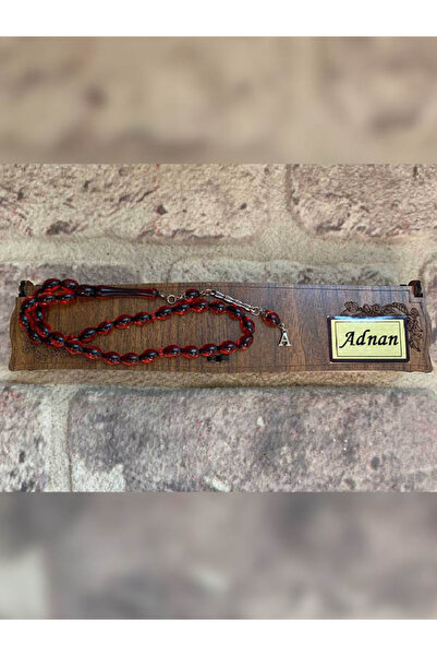 sihirlihediyem Kişiye Özel Harfli Tespih – Kırmızı Siyah Renk – Ahşap Kutulu ...