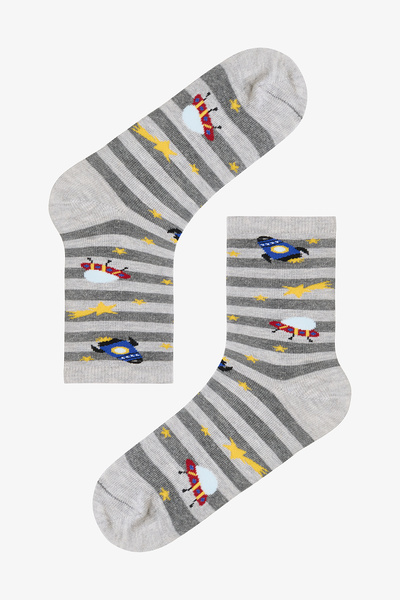 Penti Multicolored Boys' Stripe Spacecraft 4-Piece Socks