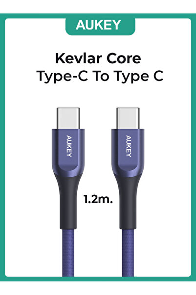 AUKEY Kevlar Core USB-C to C Cable 1.2m Fast charge Cable USB C to USB C For iPhone 16 15 Pro Max iPad min