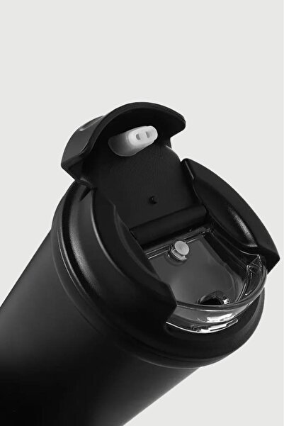 Stevig 4 Work Flip Open Coffee Mug Steel Thermos 400 ml Black St-250