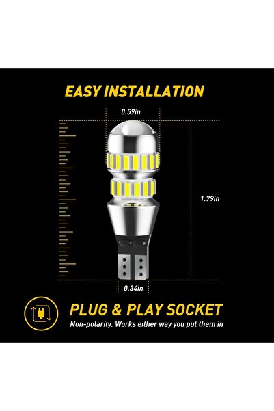AUXITO Set de 2 becuri LED Canbus T15 W16W, fără erori, alb 6000K