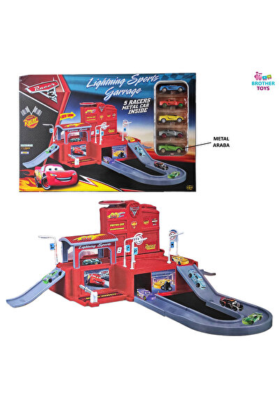 Brother Toys Oyuncak Büyük Boy Şimşek Mcqueen Otopark Garaj Seti 5 Adet Metal Araba 50 Cm.