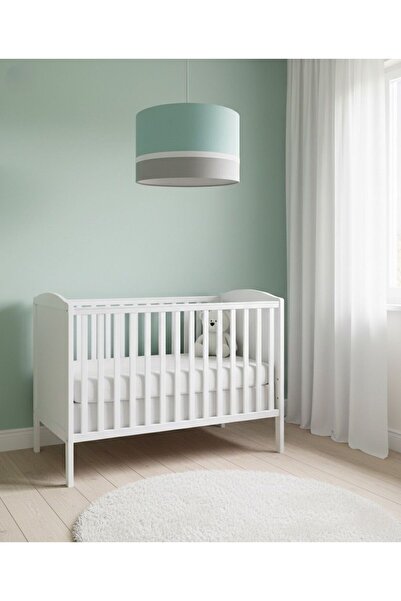 Leobabyroom Mint Yeşili Beyaz Şeritli Gri Renk Kız/erkek Bebek/çocuk Odası Tasarım Avize