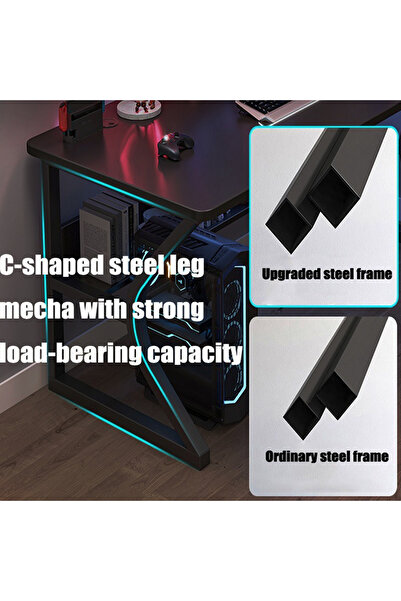 Wemart Gaming Table Computer Desk C-Shaped Legs Black (100x60x75cm)