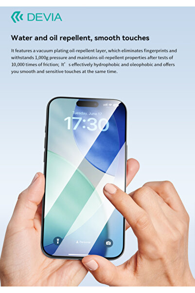 Devia iPhone 17 Air Full Screen Tempered Glass Screen Protector from the Van Series, High Definition, with Installation Tool from Devia