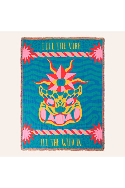 Zsa Zsa Zsu Novelas Saçaklı Jakarlı Pamuk Koltuk Şalı 137x180 Cm Mavi