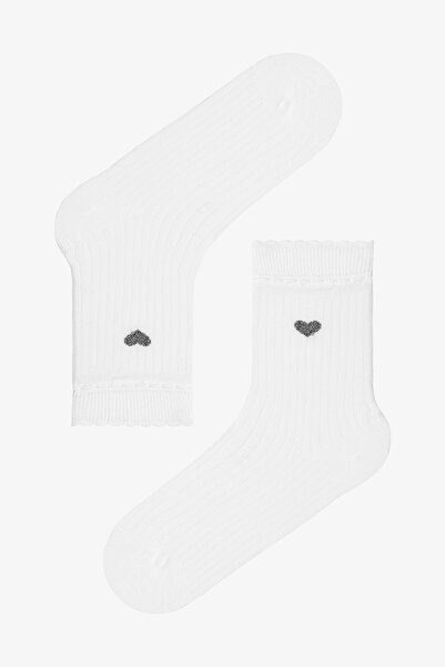 Penti 3 Çift Pamuklu Kalp Desenli Fırfırlı Soket Çorap