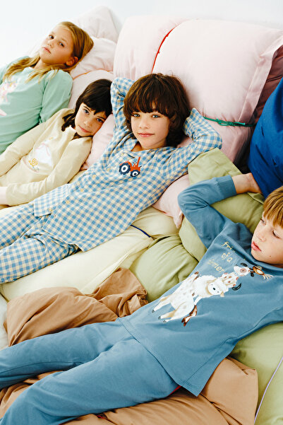 Penti Boys' Farm Friends Cow Pattern Cotton Long Sleeve 2-Piece Pajama Set