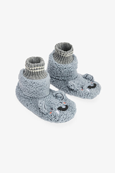 Penti Gray Cute Elephant Embroidered House Slippers