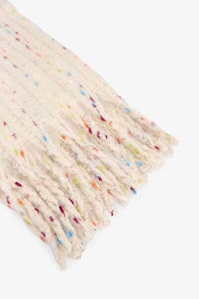 Penti Ecru Judy Glitter Striped Soft Textured Scarf