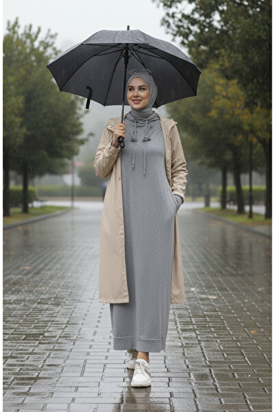 sefamerve Αθλητική φόρμα δύο κλωστών με κουκούλα 0190A-01 Γκρι