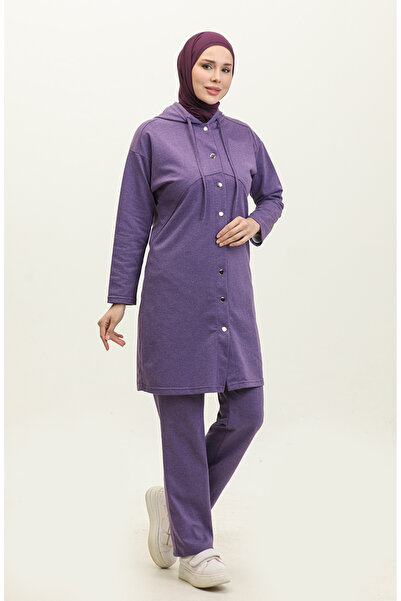 sefamerve Διπλό Σετ Φόρμας 3078-03 Σκούρο Λιλά