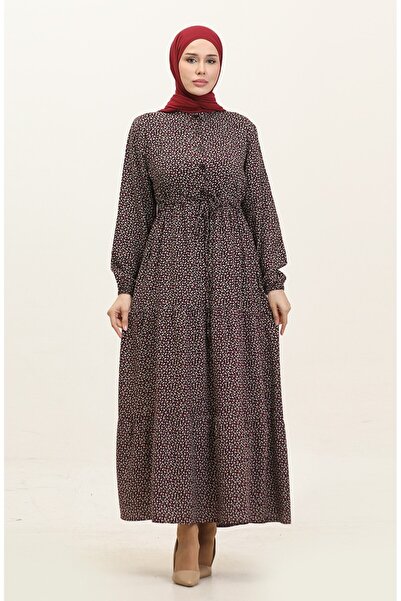 sefamerve Φόρεμα με μισά κουμπιά με στάμπα δαμάσκηνου - 0368-04