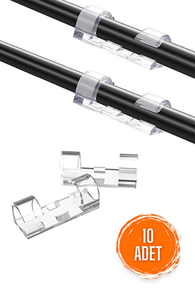 COZY SENSE Yapışkanlı Kablo Toplayıcı 10 Adet Kablo Gizleyici Tutucu Duvara Sabitleyici Aparat Kroşe