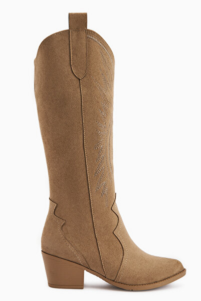 Limoya Γυναικείες μπότες Cowboy Hero Mink Suede Κεντημένες