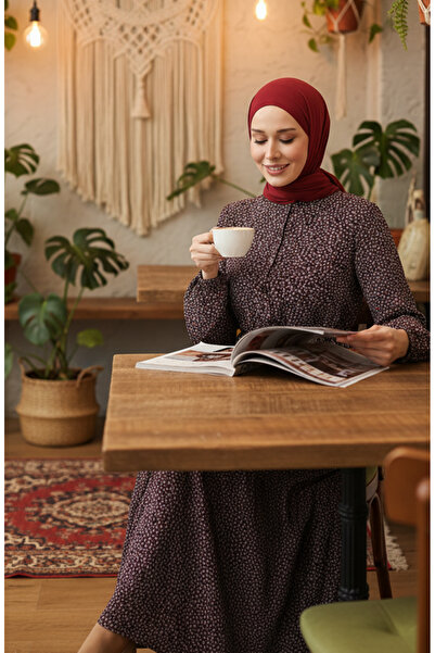 sefamerve Φόρεμα με μισά κουμπιά με στάμπα δαμάσκηνου - 0368-04