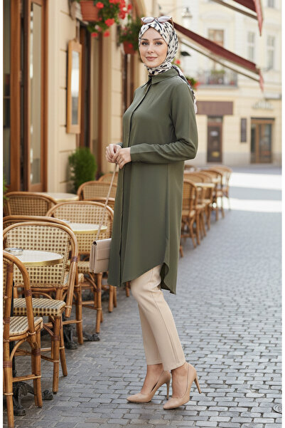 sefamerve Buttoned Viscose Tunic 6116-06 Dark Khaki