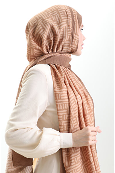 sefamerve Karaca natural fiber shawl 82008-17 brown mustard
