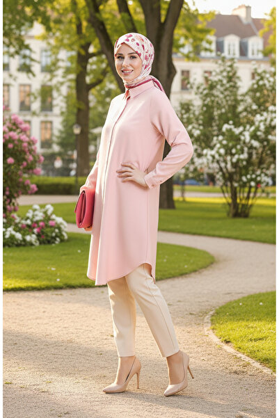 sefamerve Buttoned Viscose Tunic 6116-01 Powder