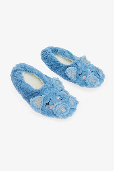 Penti Açık Mavi Sleepy Cat Hayvan Nakışlı Ev Patiği