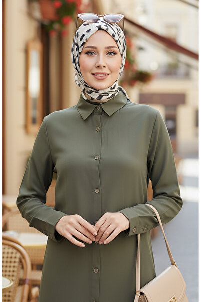 sefamerve Buttoned Viscose Tunic 6116-06 Dark Khaki