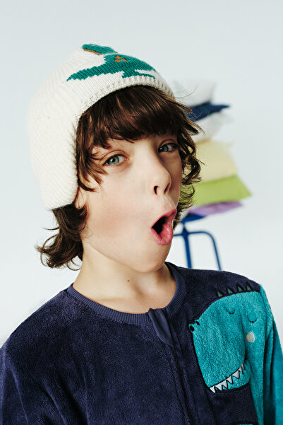 Penti Dark Indigo Boy's Dino Zipper Pajamas Jumpsuit