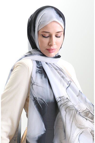 sefamerve Hanzade french silk shawl 70328-02 black light mink