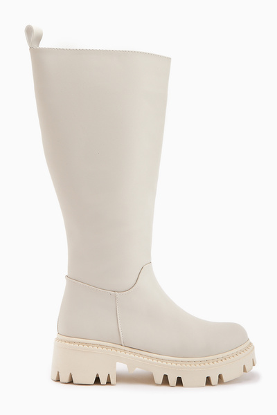Limoya Escada Beige Thick Sole Zippered Boots