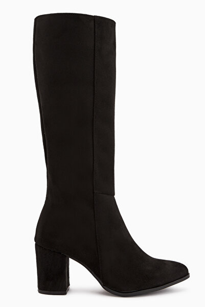 Limoya Tatum Siyah Süet Sivri Burunlu Orta Topuklu Kadın Çizme