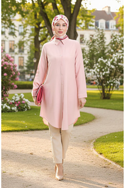 sefamerve Buttoned Viscose Tunic 6116-01 Powder