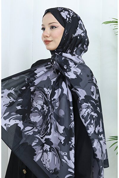 sefamerve Gemusterter weicher Schal 70318-08 Schwarz Grau