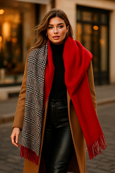 Luminos Butik Πρωτοχρονιάτικο δώρο Winter Trend Κόκκινο καρό μοτίβο κασκόλ - Σχεδιασμένο για κομψότητα Sal1212